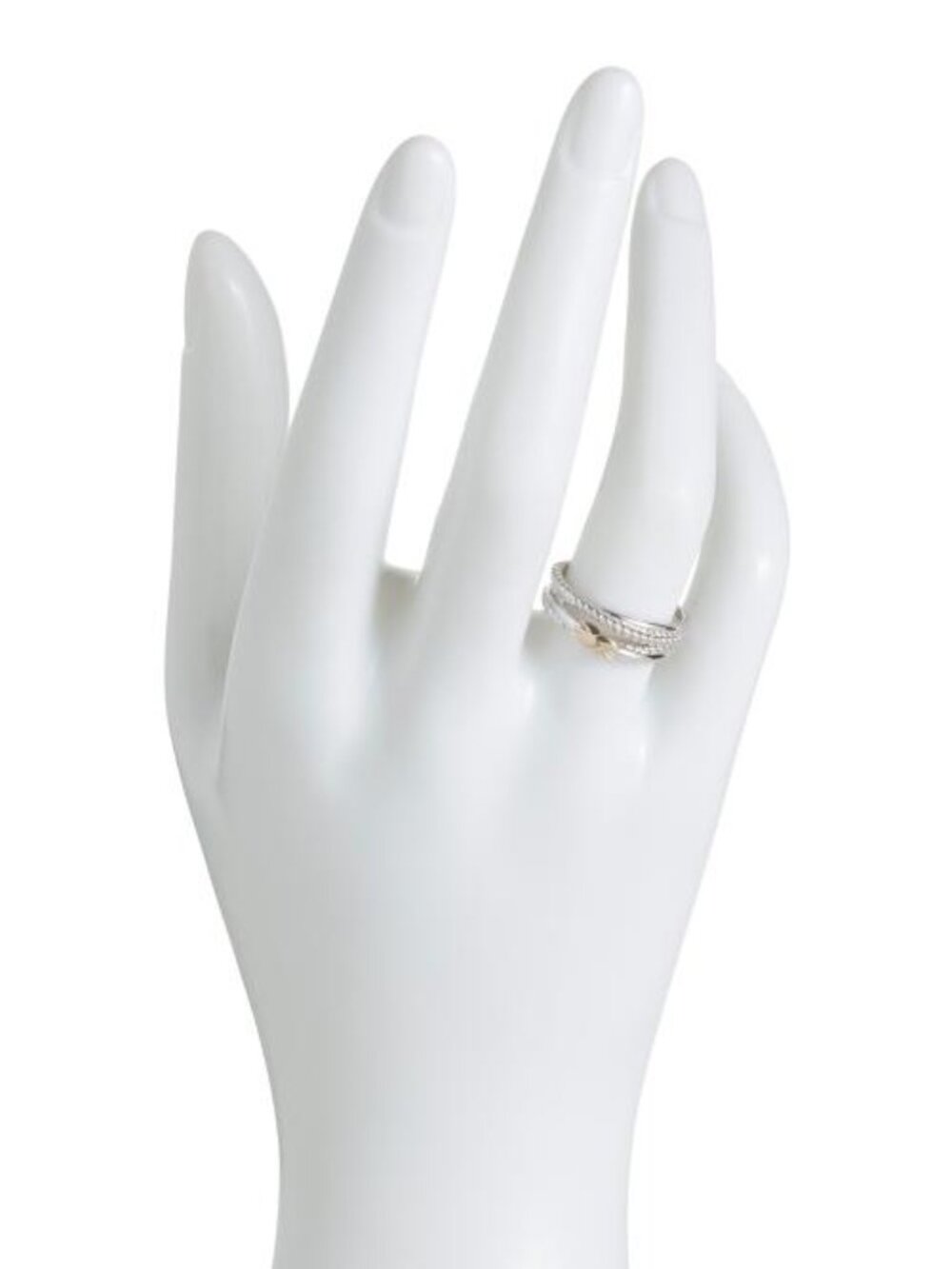 GEMOLIO 14kt Gold X And Sterling Silver Multi Row Ring - Picture 2 of 2